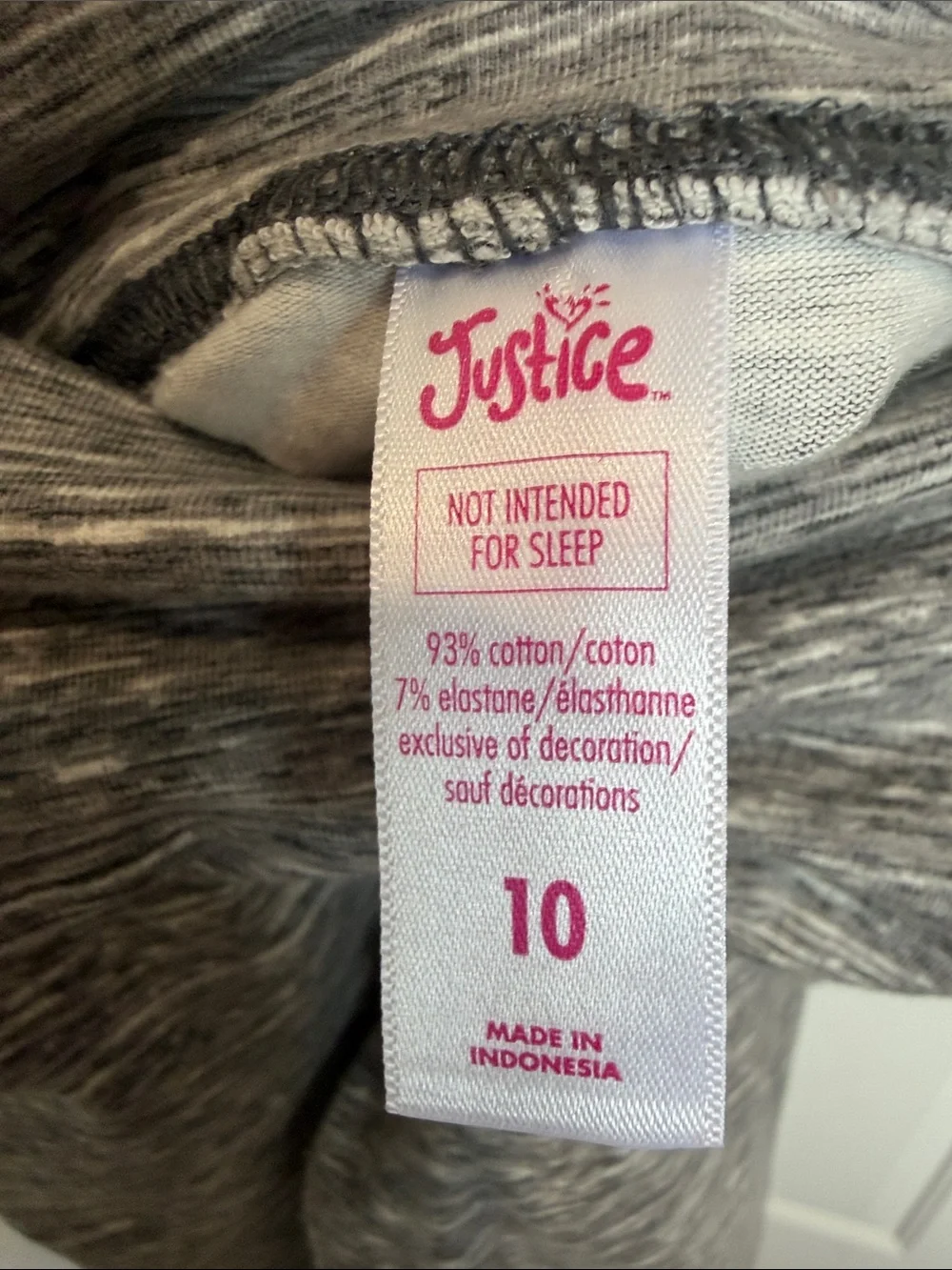 Justice Gray Marled Kids Leggings with Subtle Heart